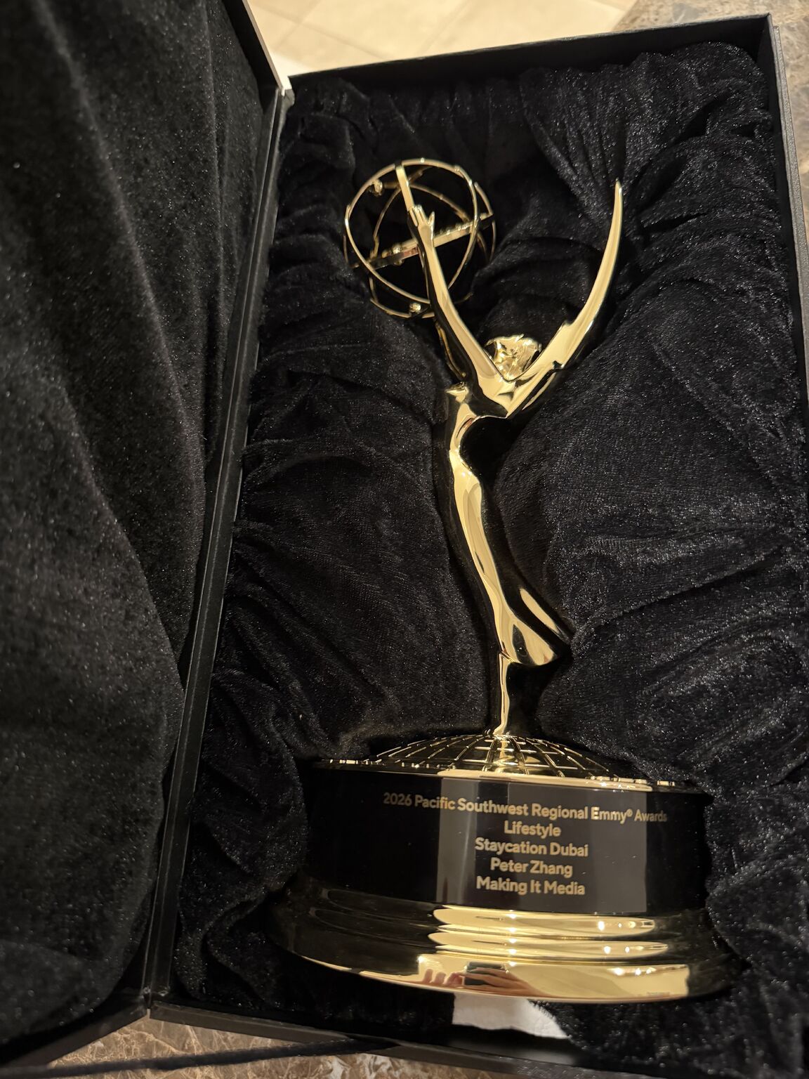 Regional Emmy statuette won by executive producer Peter Zhang
